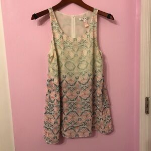 CAbi Printed Sleeveless Tank Top in Cream, Pink & Mint